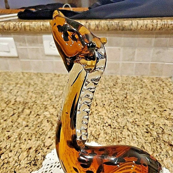 L@@K Vintage Murano Style Art Glass Giraffe 10 Inch Sculpture Amber And Black - Picture 3 of 8